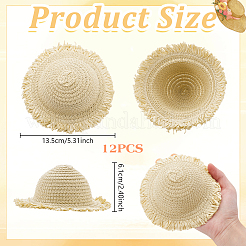 人形の麦わら帽子  ミニ手編み帽子  DIYの工芸品のジュエリーアクセサリークラフト装飾  小麦  135x61mm&nbsp;DIY-WH0504-827A