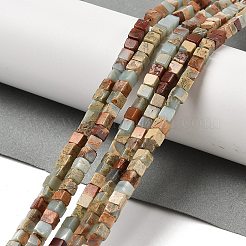 天然寿山石ビーズ連売り  キューブ  4~4.5x4~4.5x4~4.5mm  穴：1mm  約95個/連  16.06~16.14''（40.8~41センチメートル）&nbsp;G-H087-F01-01