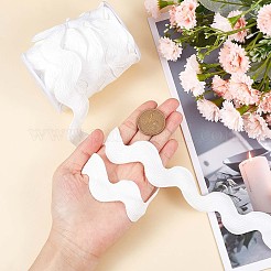 9 ヤードのポリエステルウェーブフリンジ トリム リボン  ウェーブベンディングレーストリム  衣類の縫製やアートクラフトの装飾に  ホワイト  3/4~1-3/8インチ（20~34mm）&nbsp;OCOR-XCP0002-90C