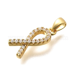 Brass Micro Pave Cubic Zirconia Pendants&nbsp;KK-S508-46G