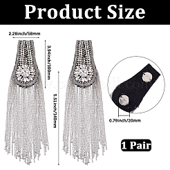 Teardrop Iron Chain Tassel with Rhinestone Epaulettes&nbsp;AJEW-WH20006-326C-P