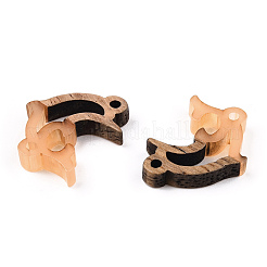 Opaque Resin & Walnut Wood Connector Charms&nbsp;RESI-N039-46D