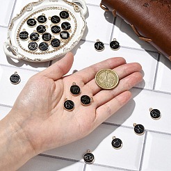 合金エナメルチャーム  ライトゴールド  星座とフラットラウンド  12星座  15x12x1.5mm  穴：1.5mm  約12個/セット&nbsp;ENAM-YW0001-100A