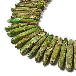 ナチュラルインペリアルジャスパービーズ連売り  染め  弾丸  黄緑  19.5~58x5~6x5~6mm  穴：1.4mm  約86個/連  16.93''（43センチメートル）&nbsp;G-Q171-C01-C01-01