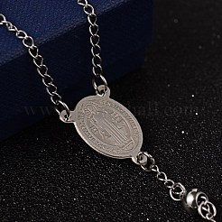 Non-Tarnish Crucifix Cross Stainless Steel Rosary Bead Necklaces&nbsp;LS-NJEW-O096-27