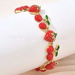 Brass & Enamel Link Chain Bracelets for Women&nbsp;BJEW-A171-02G