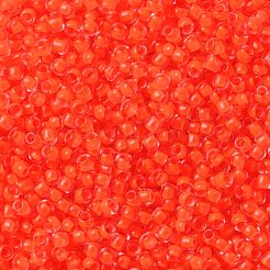 トーホー 11/0ラウンドビーズ  日本製シードビーズ  （803f）つや消し蓄光ネオンサーモン  2.2mm  穴：0.8mm  約5555個/50g&nbsp;SEED-XTR11-0803F