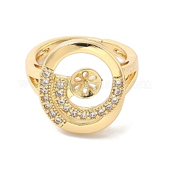 Brass Micro Pave Cubic Zirconia Adjustable Cup Peg Ring Settings&nbsp;KK-B166-03G