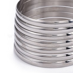 ファッション 201 ステンレススチール バングルセット  ステンレス鋼色  2-5/8インチ（6.8cm）  7個/セット&nbsp;BJEW-L664-024D-P-1
