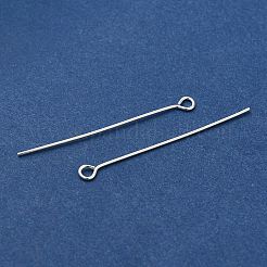 真鍮製アイピン  鉛フリー＆カドミウムフリー  925銀メッキ  35x3x0.7mm  穴：1.8mm&nbsp;KK-H502-02F-S