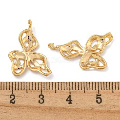 真鍮チャーム  花  18KGP本金メッキ  22x15x2.2mm  穴：1.8mm&nbsp;KK-N254-112G