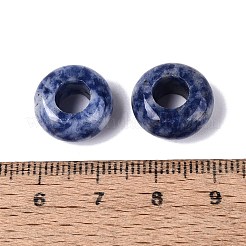 ナチュラルブルースポットジャスパーヨーロッパビーズ  大穴ビーズ  ロンデル  13~14.5x6.5~8.5mm  穴：5.5~6mm&nbsp;G-N359-17A-07