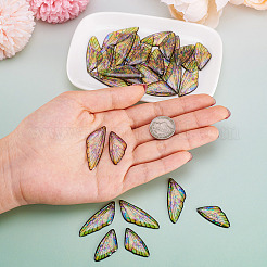 透明樹脂ウィングペンダントセット  金箔  蝶の羽のチャーム  カラフル  29.5~39.5x14.5x2.5mm  穴：0.8mm  2のペア/セット&nbsp;X-RESI-TAC0021-01A