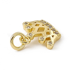 Brass Micro Pave Clear Cubic Zirconia Crown Charms&nbsp;ZIRC-F132-64G