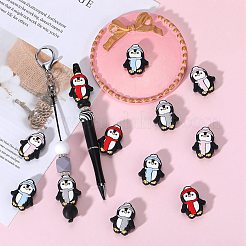 クリスマスをテーマにした12色の食品グレードの環境に優しいシリコンフォーカルビーズ4個。  ペンギン  ミックスカラー  32x25.5x9mm  穴：2.5mm  3個/カラー&nbsp;SIL-SZ0001-15