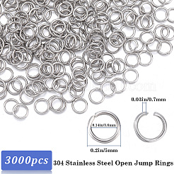 ステンレススチール製オープン丸カン304個3000個  ステンレス鋼色  21ゲージ  5x0.7mm  内径：3.6mm&nbsp;STAS-SP0001-63B