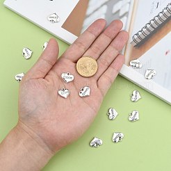 新郎のラインストーンのチャーム付きの結婚式のテーマアンティークシルバートーンチベットスタイル合金ハート  カドミウムフリー＆鉛フリー  クリスタル  14x16x3mm  穴：2mm&nbsp;TIBEP-N005-20A