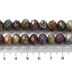 天然石ルビーインゾイサイトビーズ連売り  多面カット  ロンデル  10x7~7.5mm  穴：1mm  約51個/連  15.16''（38.5センチメートル）&nbsp;G-K380-A60-06