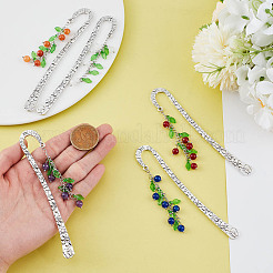 5Pcs Natural Malaysia Jade & Amethyst & Red Aventurine & Acrylic Leaf Pendant Bookmark&nbsp;AJEW-GO00055