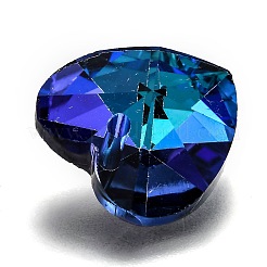 ロマンチックなバレンタインデーアイデアガラスチャーム  ファセット付き心臓ペンダント  ブルー  18x18x10mm  穴：1mm&nbsp;X-G030V18mm-45