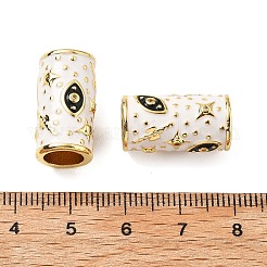 Brass Micro Pave Clear Cubic Zirconia Column European Beads&nbsp;KK-Z114-15G-B