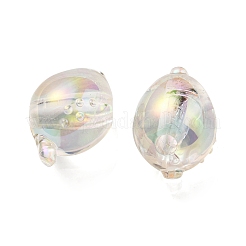 UVメッキレインボー虹色アクリルビーズ  ツートンカラーの二層ビーズ  魚  クリアAB  15x17x15mm  穴：3.5mm&nbsp;OACR-F004-07F