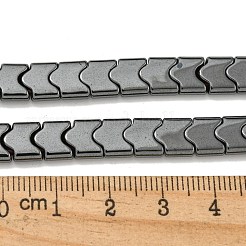 非磁性合成ヘマタイトビーズ連売り  波形  7.5x8x3mm  穴：1mm  約70個/連  15.75''（40センチメートル）&nbsp;G-I365-07