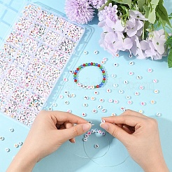 DIY アクリル文字ビーズ ストレッチ ブレスレット 作成キット  ミックスカラー  7x4mm  穴：1~1.8mm  28スタイル  50個/スタイル  1400pc&nbsp;DIY-YW0011-62
