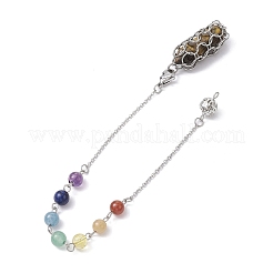 Mixed Synthetic & Natural Round Gemstone Pointed Dowsing Pendulums&nbsp;PALLOY-JF02455-02