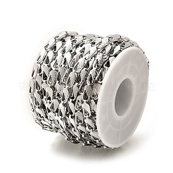 304ステンレススチール楕円リンクチェーン  溶接されていない  スプールで  ステンレス鋼色  10x4x2.5mm&nbsp;CHS-H035-01P