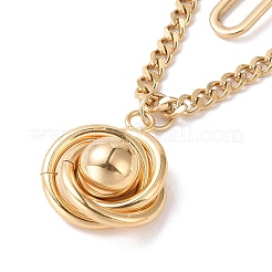 PVD Vacuum Plating 304 Stainless Steel Double Chains Multi Layered Necklace with Knot Charm for Women&nbsp;STAS-E155-14G