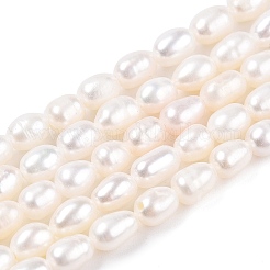 天然養殖淡水パールビーズ連売り  ライス  乳白色  4~5x3.5~4mm  穴：0.6mm  約82~83個/連  15.55''（39.5センチメートル）&nbsp;PEAR-N012-03N