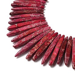 ナチュラルインペリアルジャスパービーズ連売り  染め  弾丸  クリムゾン  19.5~58x5~6x5~6mm  穴：1.4mm  約86個/連  16.93''（43センチメートル）&nbsp;G-Q171-C01-C01-02