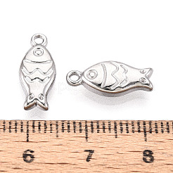 304ステンレススチール製魚チャーム  ステンレス鋼色  15x6.5x3mm  穴：1.4mm&nbsp;STAS-T069-06P