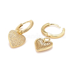 Cubic Zirconia Heart Dangle Hoop Earrings&nbsp;EJEW-A069-03G