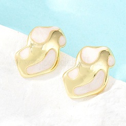 Irregular Brass Enamel Stud Earrings&nbsp;EJEW-K249-14G