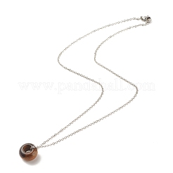 Gemstone Donut Pendant Necklace with 304 Stainless Steel Cable Chains for Women&nbsp;NJEW-JN03852-01