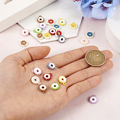 24 個 12 色つや消し塗装カラー合金ペンダント  ドーナツ  ミックスカラー  12.5x10x3mm  穴：1.5mm  2個/カラー&nbsp;FIND-TA0003-24