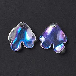 電気メッキガラスペンダント  ABカラー  花びらのチャーム  透明  20x19x4mm  穴：1.2mm&nbsp;EGLA-H102-02K