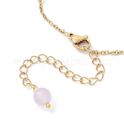 Dyed Round Natural Malaysia Jade & 304 Stainless Steel Cable Chain Ankelets&nbsp;AJEW-AN00701-02
