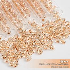 300穴シードビーズ2個  チェコガラスビーズ  オーバル  砂茶色  4.5~5x3~3.5x2~2.5mm  穴：1mm&nbsp;SEED-NB0001-65
