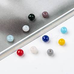 不透明なソリッドカラーのガラスビーズ  多面カット  ロンデル  ミックスカラー  4x3mm  穴：0.4~1mm  10色  200個/カラー  2000個/箱&nbsp;EGLA-X0006-01D-4mm