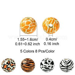 40Pcs 5 Colors Wood European Beads&nbsp;WOOD-FS0001-20