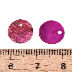 Spray Painted Natural Akoya Shell Disc Charms&nbsp;SHEL-N038-22