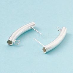 304ステンレススチールスタッドピアス金具  316個の外科用ステンレス鋼ピンと垂直ループ付き  チューブ  925銀メッキ  30x5mm  穴：2.5mm  ピン：0.7mm&nbsp;STAS-P308-07S