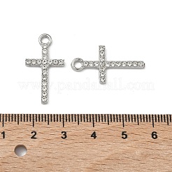 合金ラインストーンペンダント  クロスチャーム  プラチナ  24.5x13x2mm  穴：3mm&nbsp;PALLOY-P317-06P