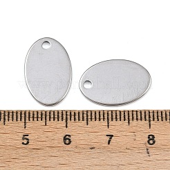 変色防止 304 ステンレススチール 刻印入り ブランクタグペンダント  楕円形のチャーム  ステンレス鋼色  17.5x11.5x1mm  穴：2mm&nbsp;STAS-S028-02