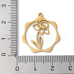 304ステンレスペンダント  花  ゴールドカラー  23.5x21.5x1mm  穴：1.5mm&nbsp;STAS-P338-01L-G