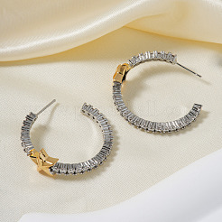 Elegant Brass Clear Cubic Zirconia Star Stud Earrings&nbsp;VM5173
