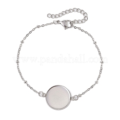 5Pcs 5 Styles 304 Stainless Steel Round Cabochon Setting Bracelets&nbsp;BJEW-JB11093-02